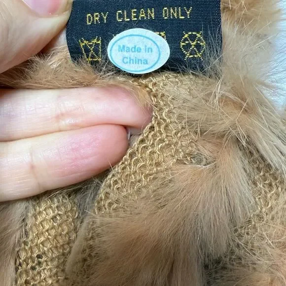 La Fiorentina Camel Genuine Fur Asymmetrical Poncho One Size NWOT